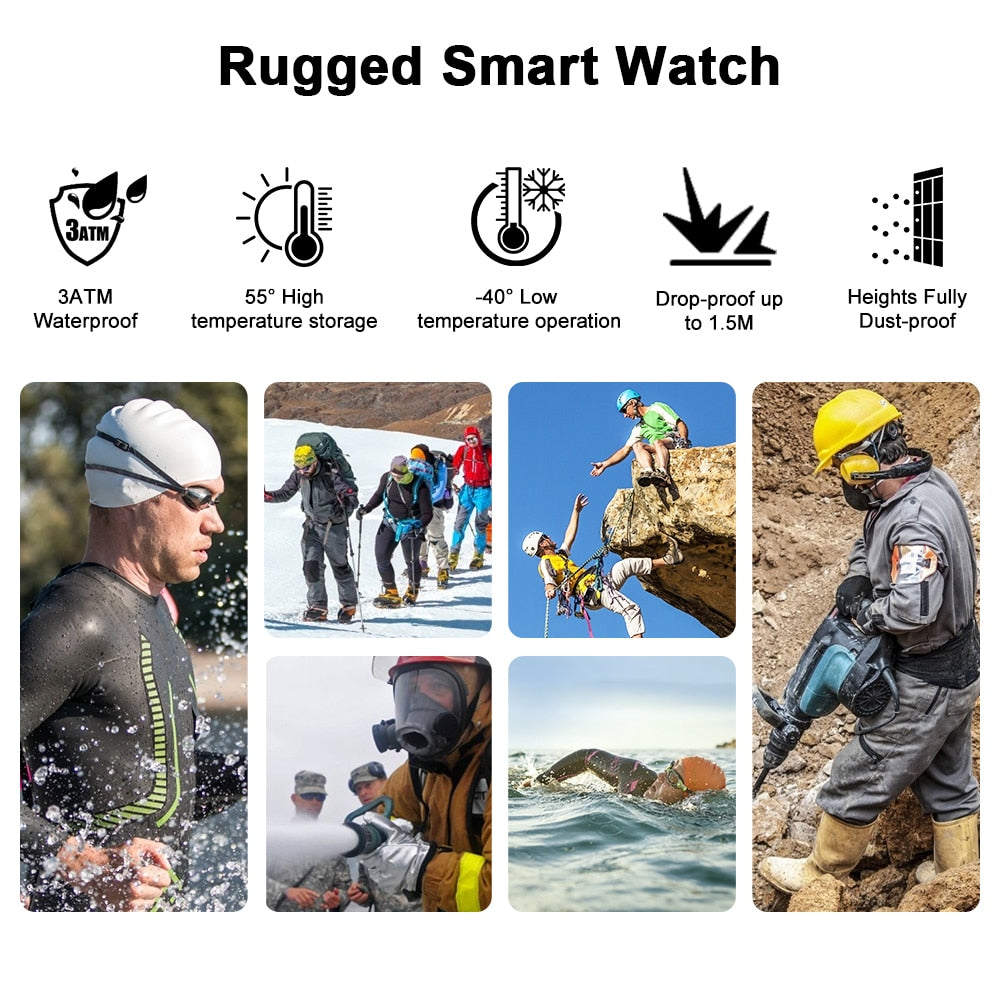 ROCK Rugged Smart Watch Outdoor Waterproof Fitness Tracker Men