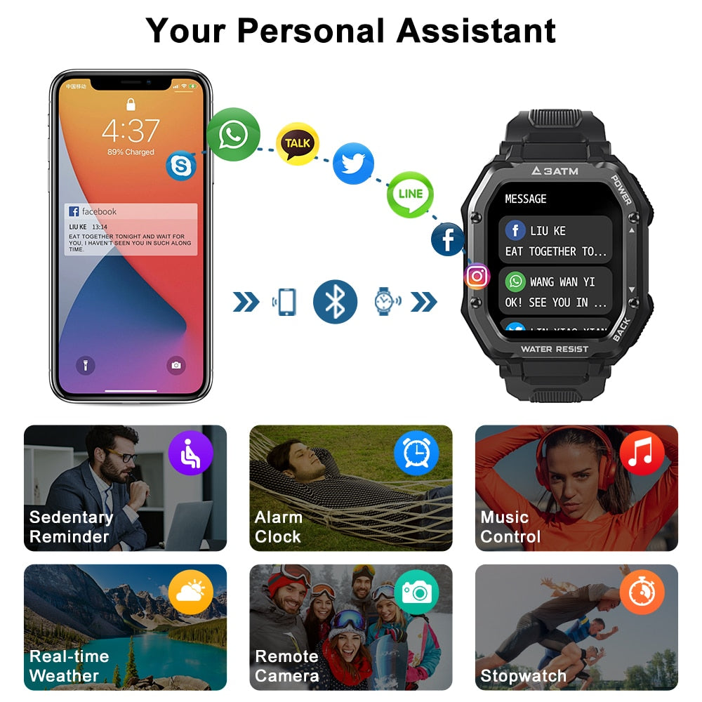 ROCK Rugged Smart Watch Outdoor Waterproof Fitness Tracker Men
