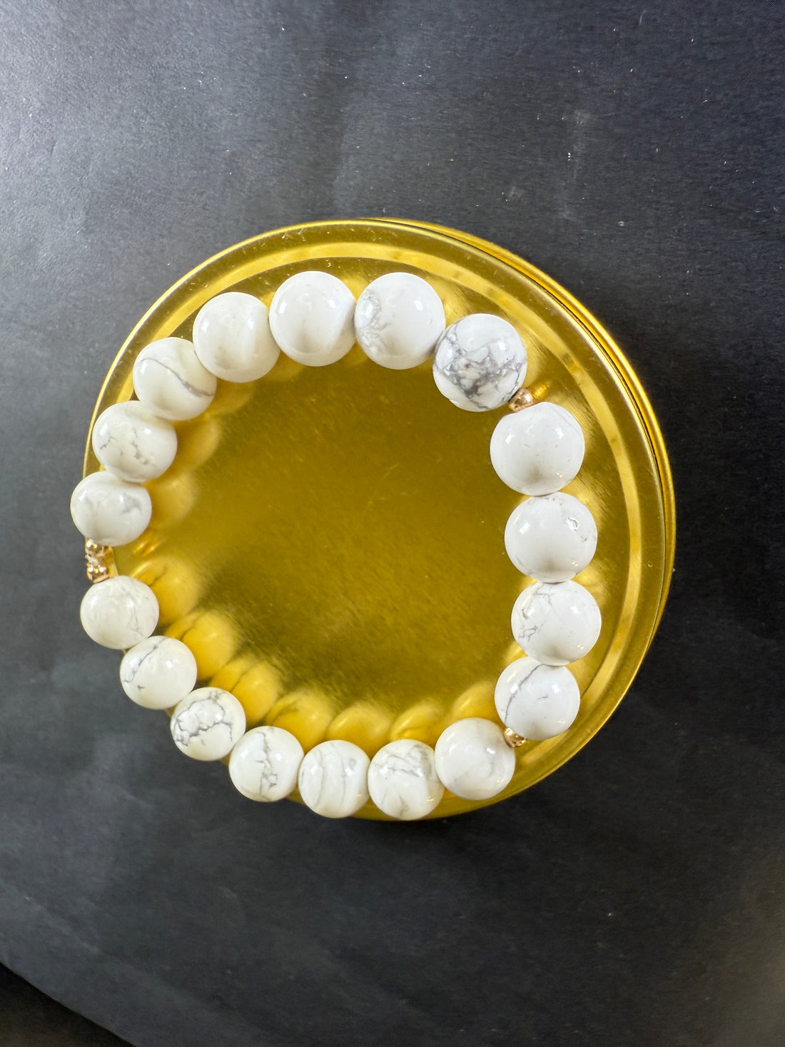 Howlite Bracelet for Crown Chakra Healing and Protection - 14K GF detail