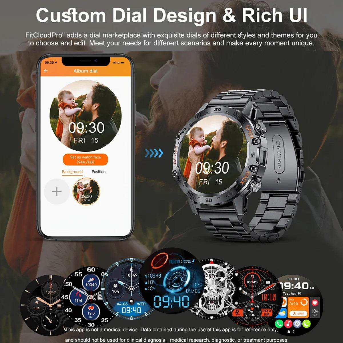 Steel Bluetooth Call Smart Watch 1.39 Sports Fitness Waterproof