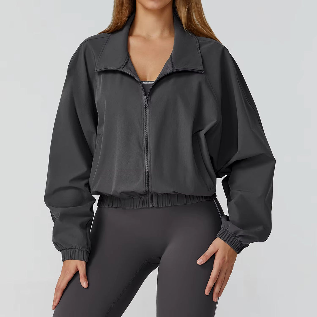 Gym & Fitness Jacket: Long Sleeve Yoga Top with Pockets