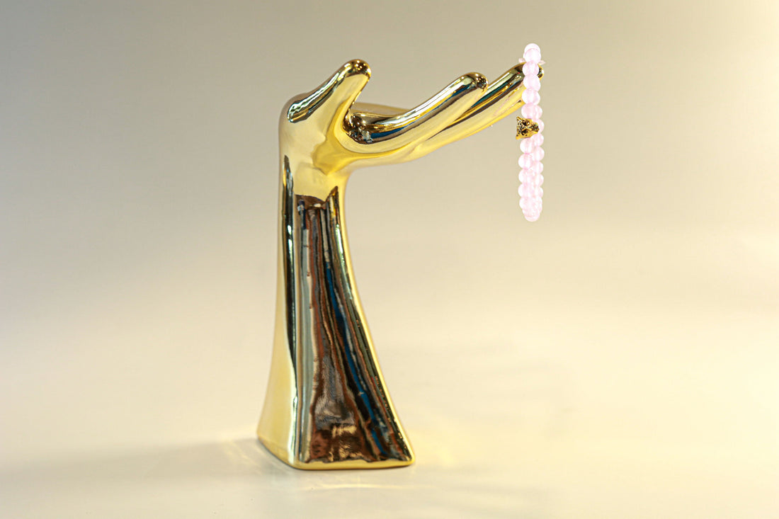 Rose Quartz Crystal Bracelet • Gold Cheetah